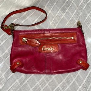 Coach pink leather wristlet